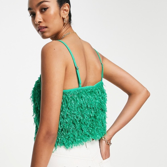 ASOS Vila fluffy crop top in bright green SIZE 4 - Picture 4 of 4